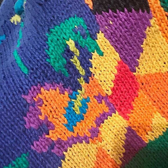 90’s Mixit Black Crew Neck Sweaters with colorful Artistic Designs Size M - Picture 7 of 11